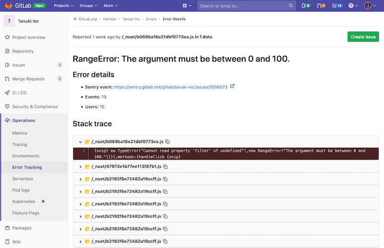 Error Details without Issue Link