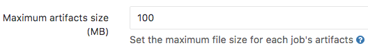 Admin area maximum artifacts size