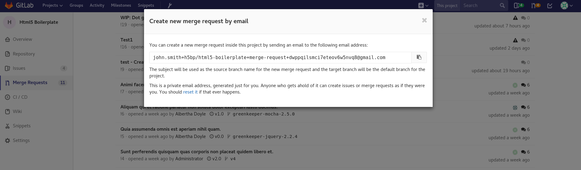 Create new merge requests by email