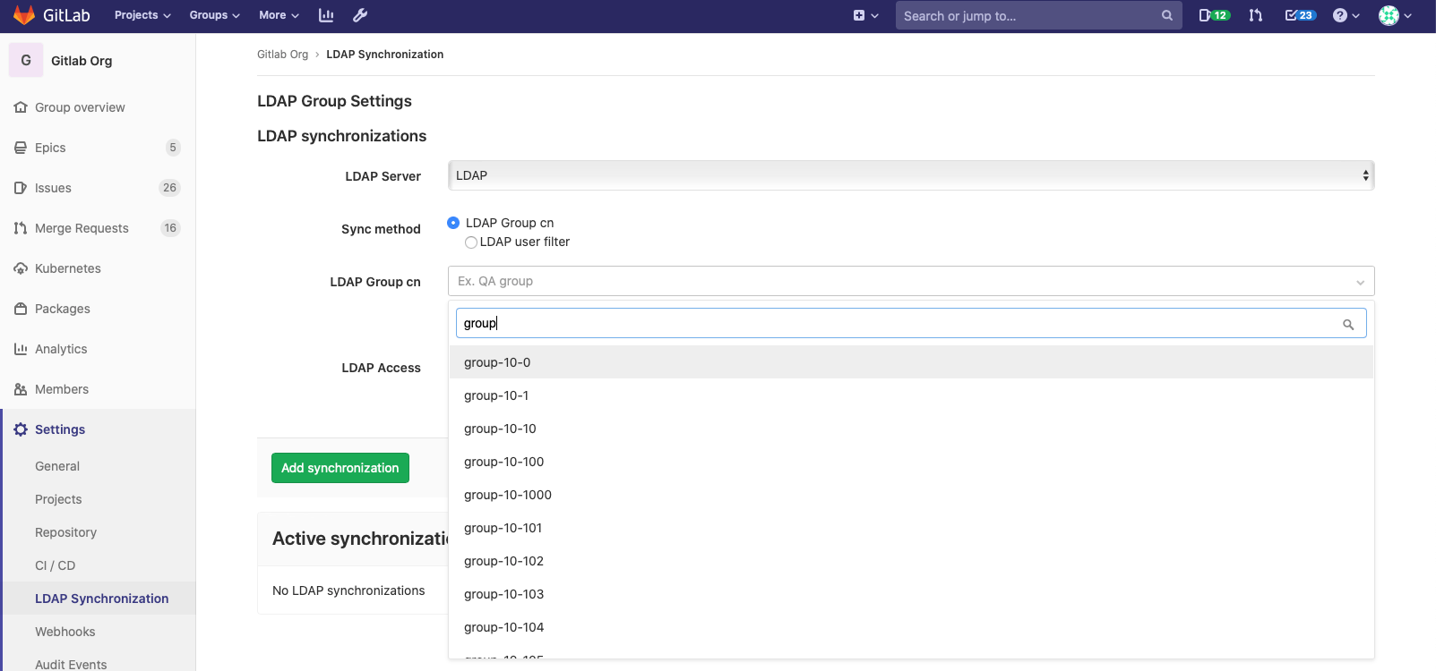 Creating group links via CN