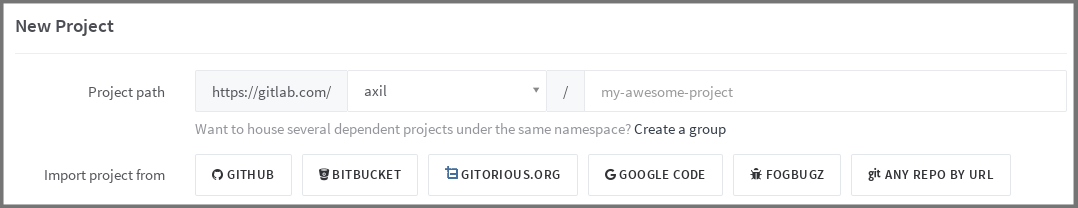 New project page on GitLab