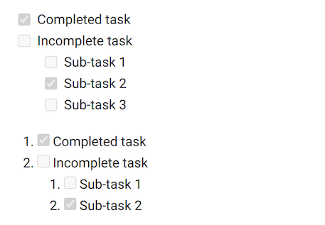 Task list as rendered by GitLab