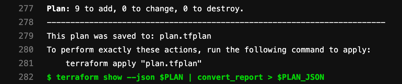 Terraform plan logs