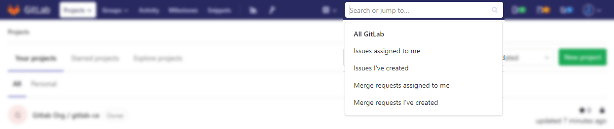 shortcut to your issues and merge requests