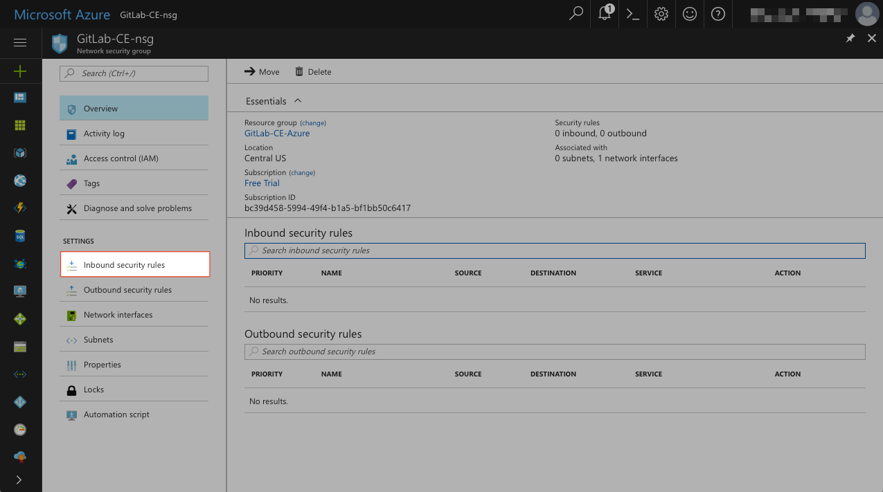 Azure - Network security group - Inbound security rules