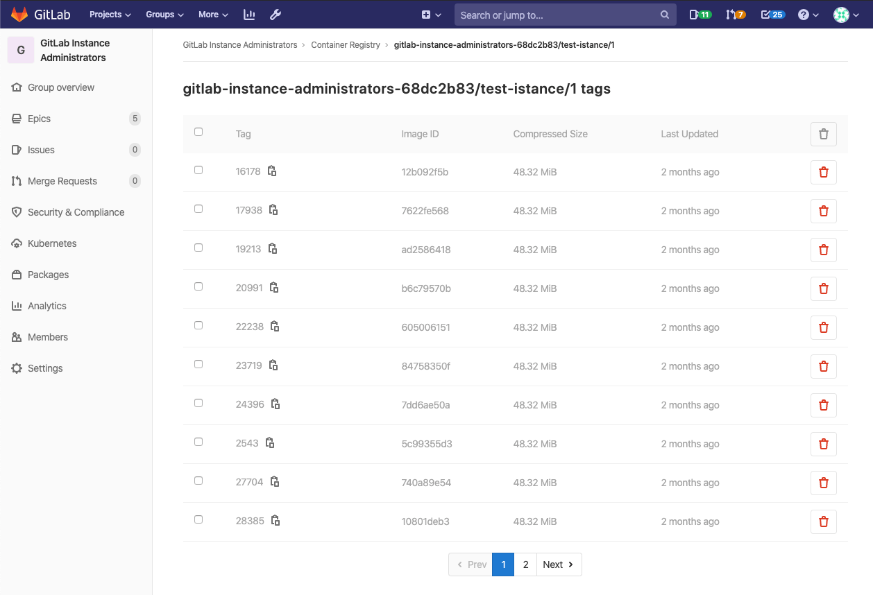 Container Registry project repository details