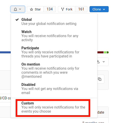 Custom notification - Dropdown menu