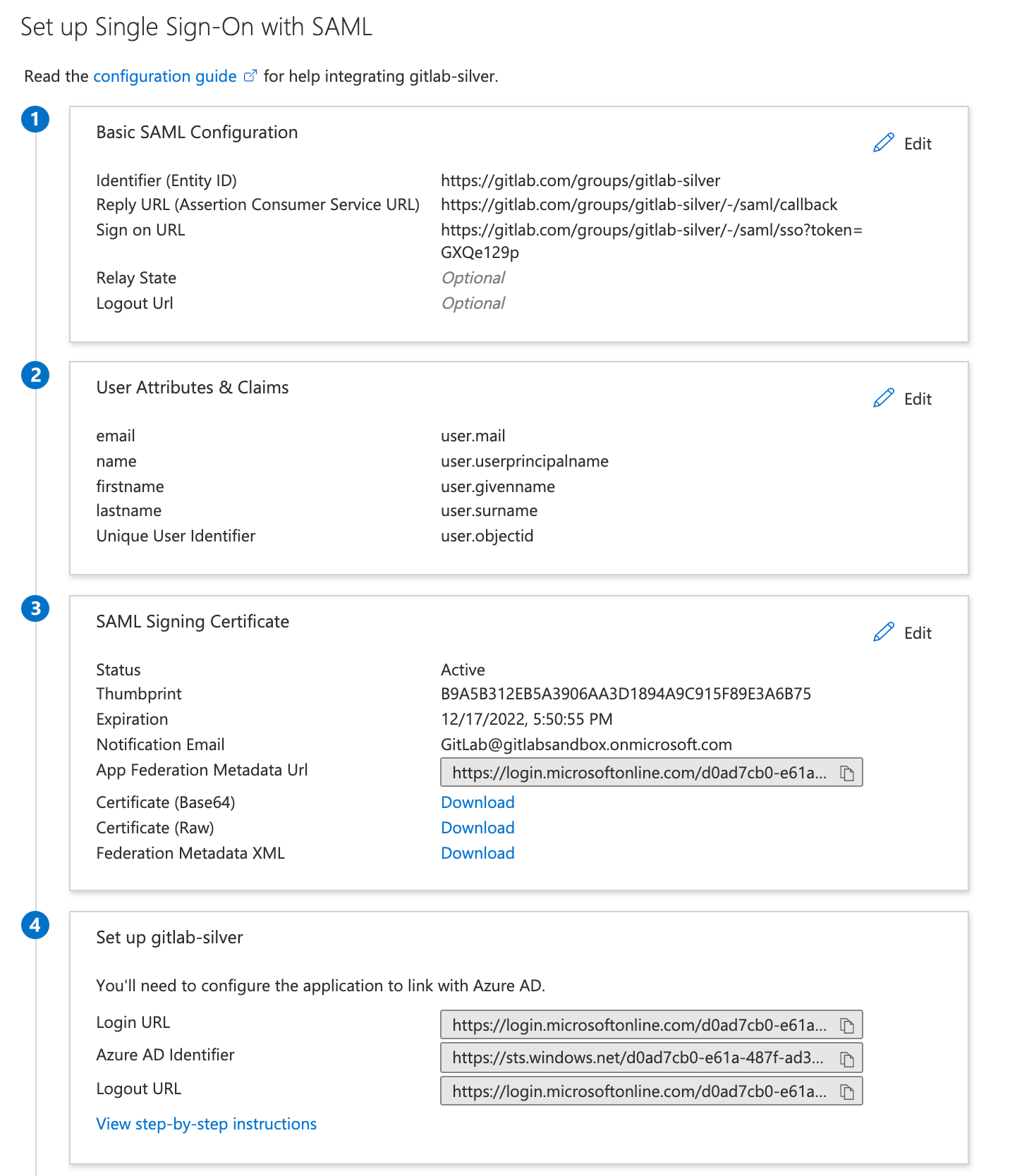 Azure AD basic SAML