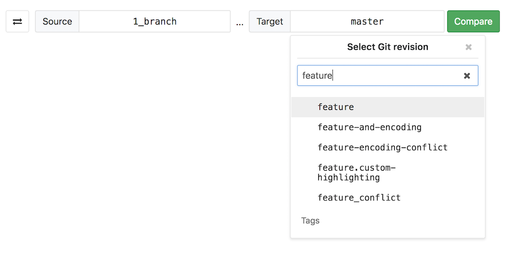 Branch filter search box