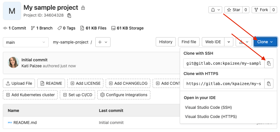 Clone a project with SSH