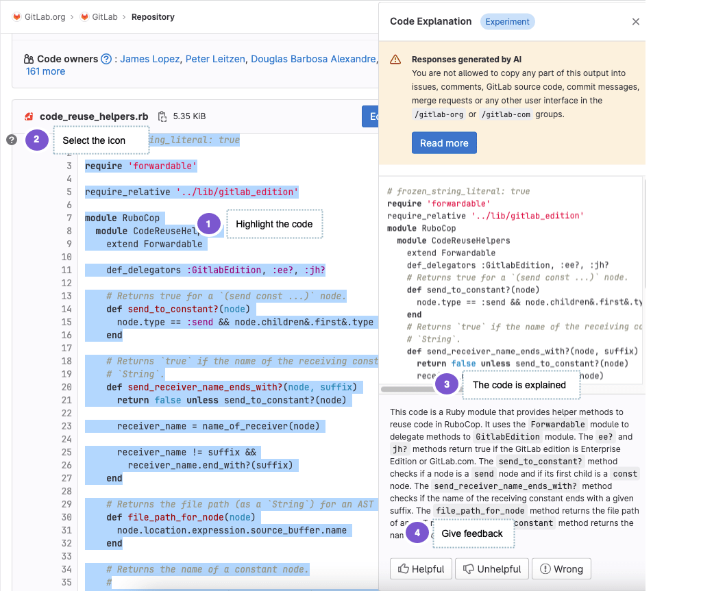 How to use the Explain Code Experiment