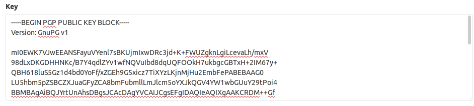Paste GPG public key